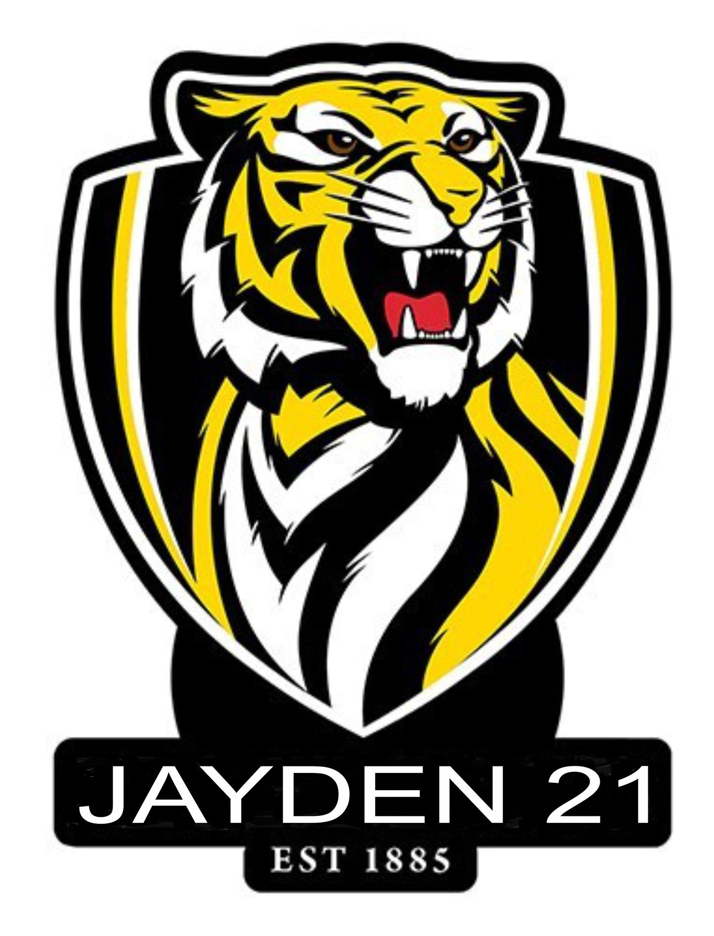 Personalised Sticker - (W) AFL Richmond Tigers X 2 Pieces