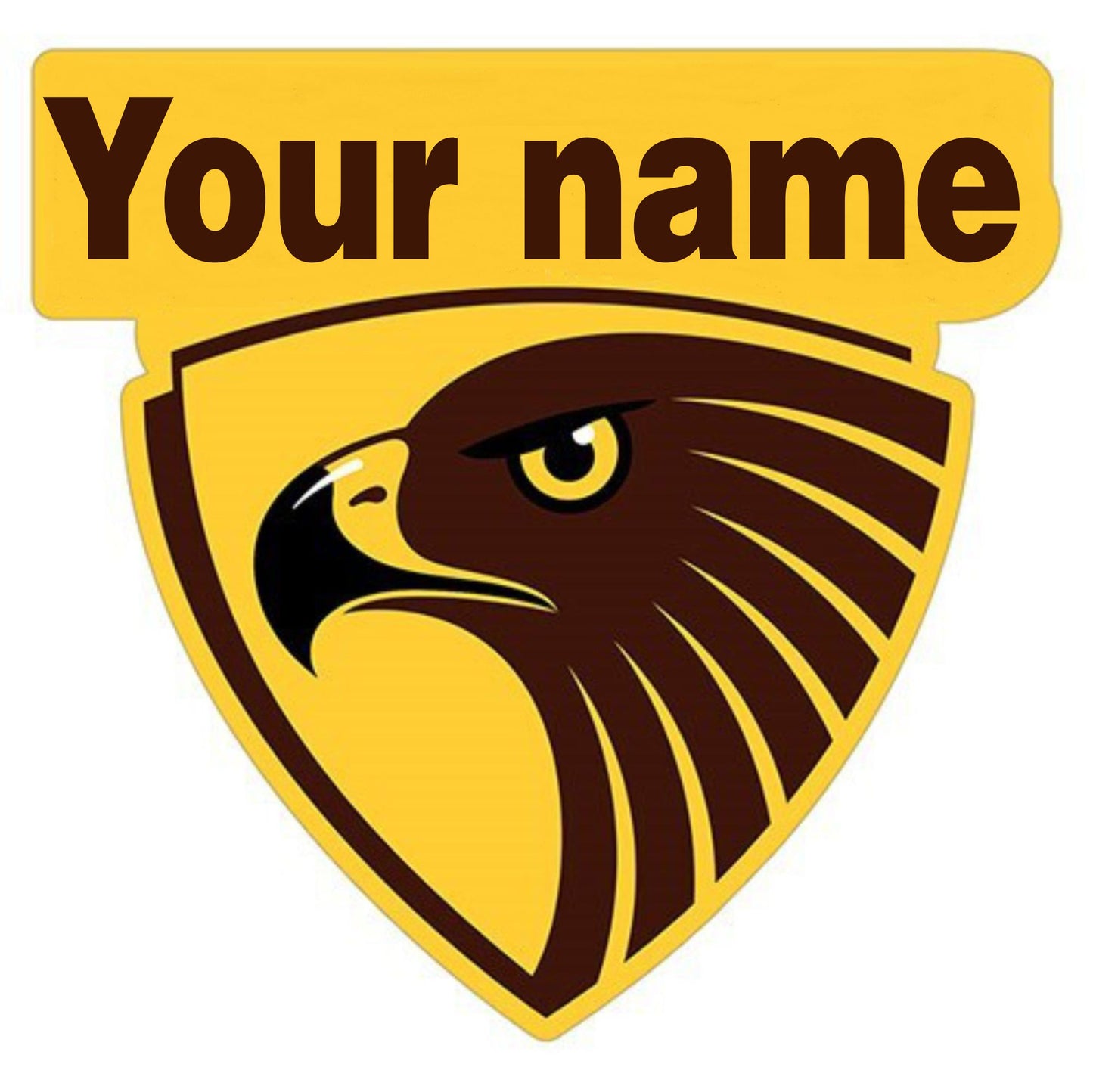 Personalised Sticker - (W1) AFL Hawthorn Hawks X 2 Pieces