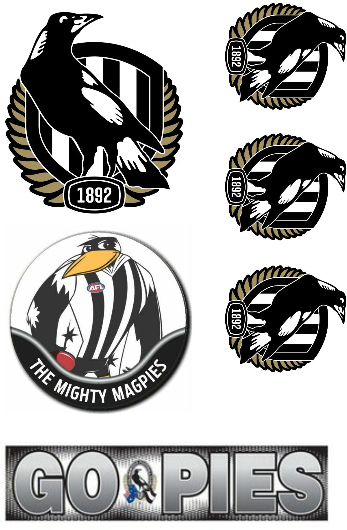 Sticker Set -  (1892 S) AFL Collingwood Magpies