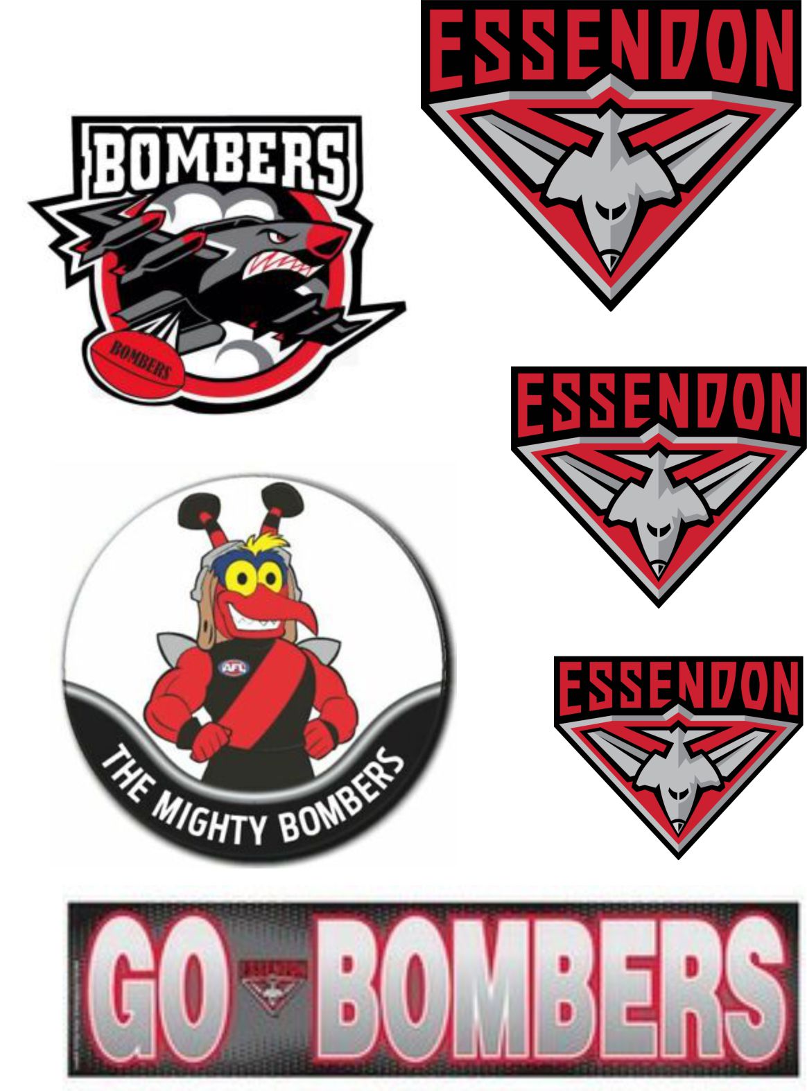 Sticker Set - (G5) AFL Essendon Bombers