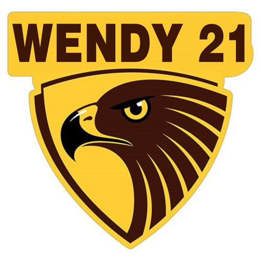 Personalised Sticker - (W1) AFL Hawthorn Hawks X 2 Pieces