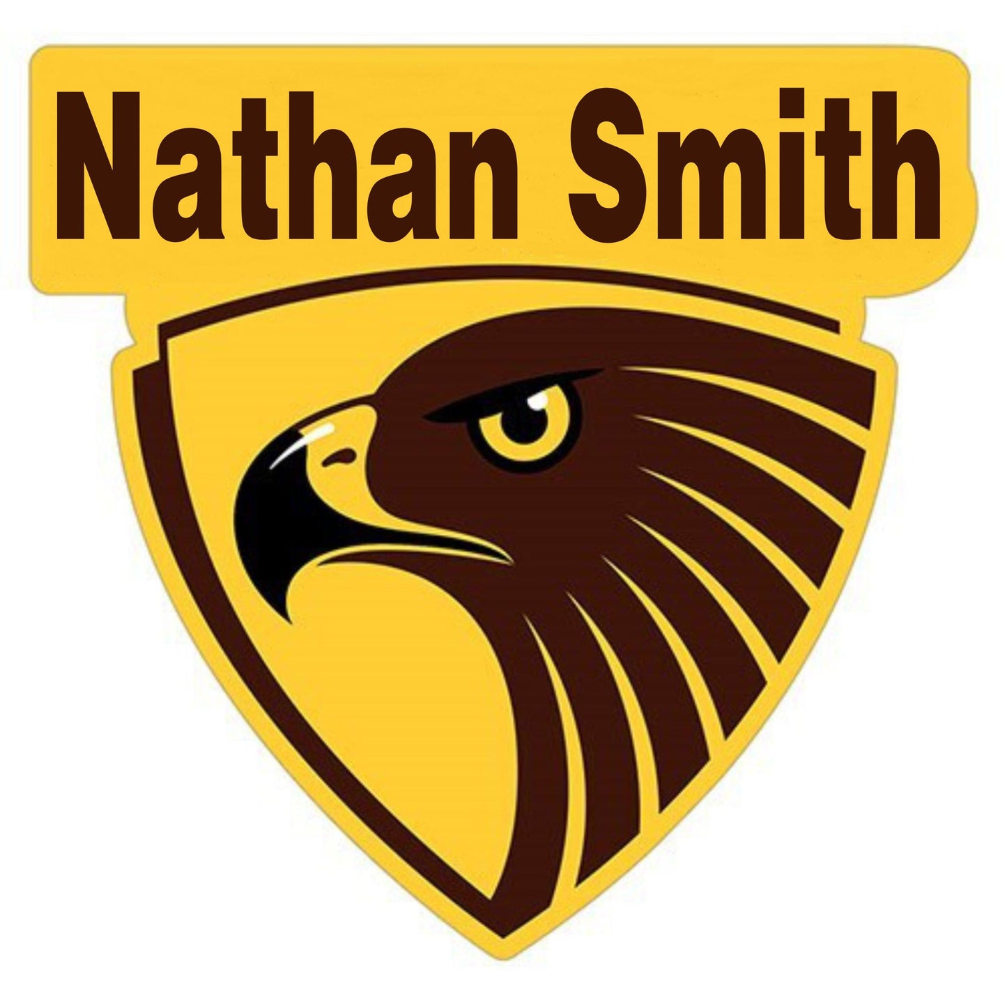 Personalised T Shirt Iron on Transfer - (W1) AFL Hawthorn Hawks X 2 Pieces