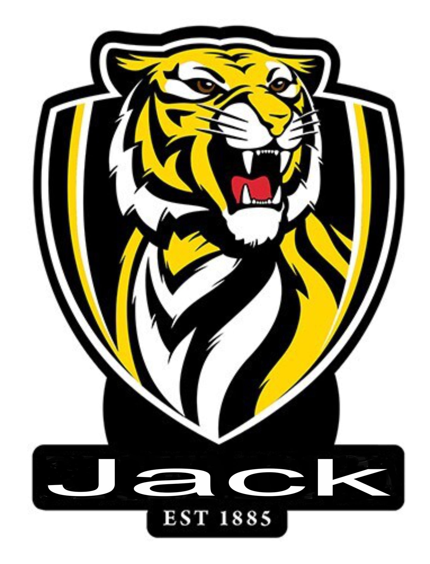 Personalised Iron on Transfer - (W) AFL Richmond Tigers X 2 Pieces